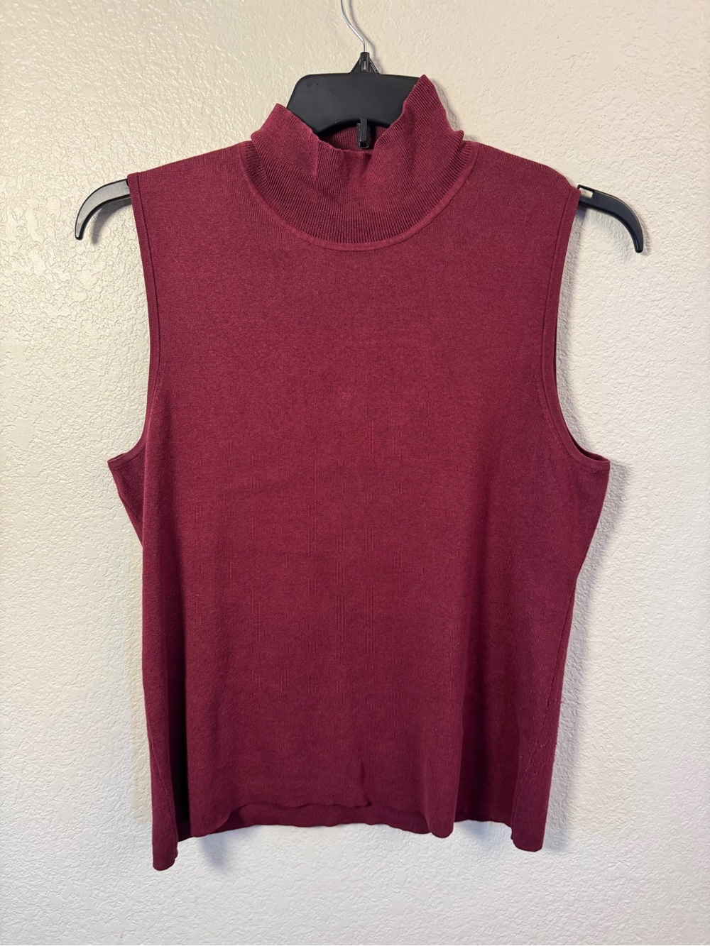 Chico's Silk Blend Sleeveless Turtleneck Sweater Maroon Mock Neck Top Size 3 XL